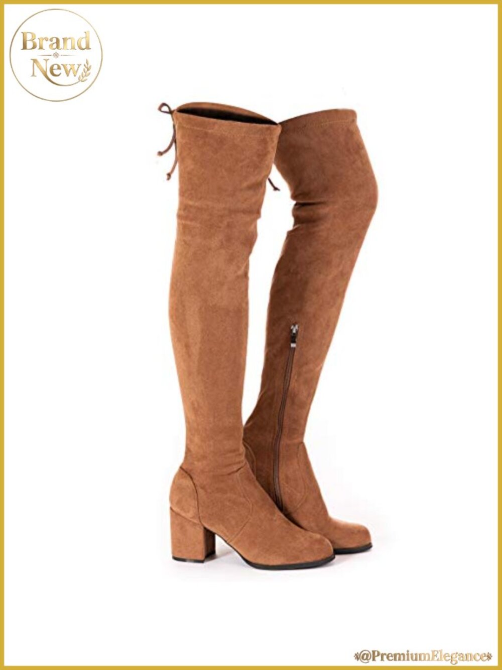 Faux Suede Over the Knee Boots Lace Up Block Heel Comfort Winter OTK